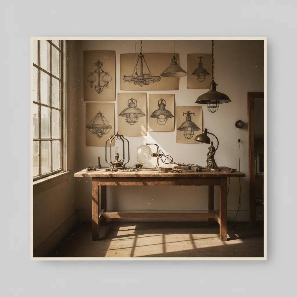 Vintage lighting sketches and prototypes